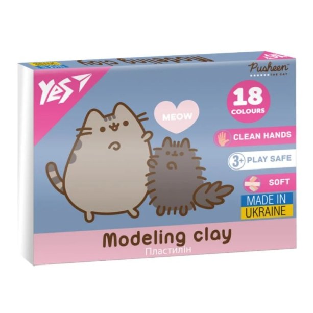 Пластилин YES Pusheen, 18 цветов, 360 г, для творчества и лепки