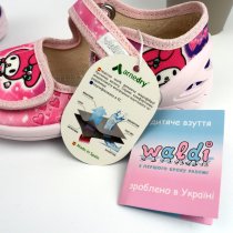 Рожеві текстильні босоніжки для дівчинки Waldi, дитячі відкриті сандалі на липучках
