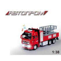 Машина металлическая Автопром 1:38, пожарная охрана, батарейки, мир.,звук, коробка KMAP7513B