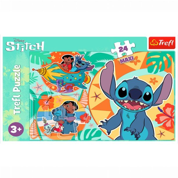 Детский пазл Trefl Lilo & Stitch 24 Maxi, игровой набор с яркими крупными элементами, Счастливый день