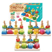 Логическая деревянная доска WToys, сортер по цвету, развивающая игра с колышками, в коробке