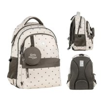 Рюкзак GoPack Education Beige Polka Dots, для школы, удобный дизайн