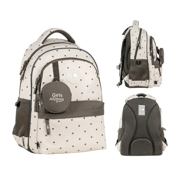 Рюкзак GoPack Education Beige Polka Dots, для школы, удобный дизайн