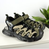 Спортивні босоніжки для хлопчика хакі з закритим носком Clibee 32-37