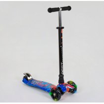 Дитячий смокат MAXI Best Scooter синий, 4 колеса PU, світло, трубка керма алюміній, d коліс 12 см