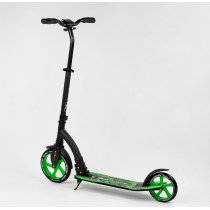 Міський двоколісний самокат Best Scooter зелений колеса PU - переднє 23 см, заднє - 20 см, 1 амортизатор, широкий кермо, затиск керма