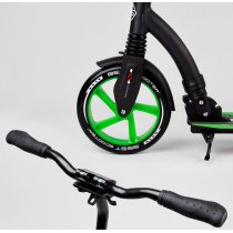 Міський двоколісний самокат Best Scooter зелений колеса PU - переднє 23 см, заднє - 20 см, 1 амортизатор, широкий кермо, затиск керма