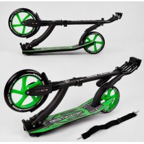 Міський двоколісний самокат Best Scooter зелений колеса PU - переднє 23 см, заднє - 20 см, 1 амортизатор, широкий кермо, затиск керма