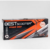 Міський двоколісний самокат Best Scooter зелений колеса PU - переднє 23 см, заднє - 20 см, 1 амортизатор, широкий кермо, затиск керма