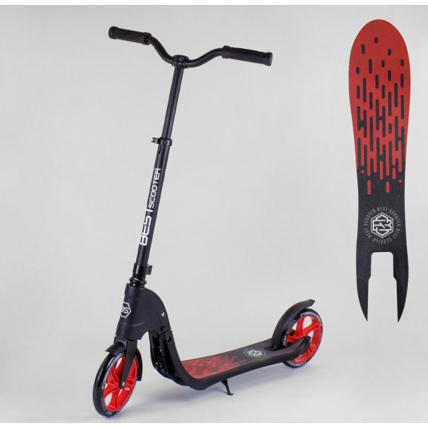 Міський двоколісний самокат Best Scooter колір червоний колеса PU - 20 см, широке велосипедне кермо, новий зажим керма