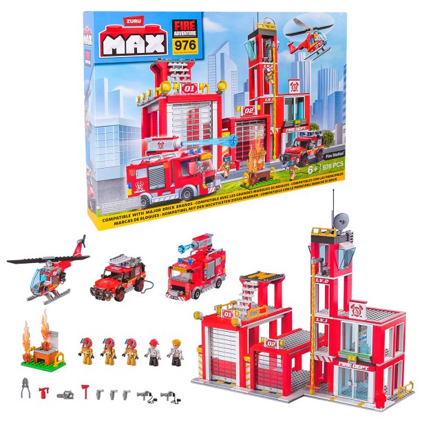 Игровой конструктор Zuru Max City Пожарные, 976 деталей, детский набор для сборки, коробка 8×55×36 см