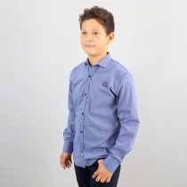 Рубашка синяя мальчику с длинным рукавом тм Blueland
