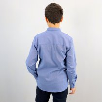 Рубашка синяя мальчику с длинным рукавом тм Blueland