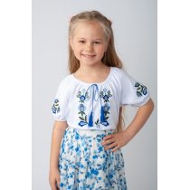 Вишиванка для дівчаток, короткий рукав блакитна вишивка