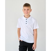 Белое поло для мальчика короткий рукав трикотаж лакоста хлопок BossKids