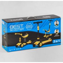 Детский самокат трансформер 3 в 1 Best Scooter со световыми колесами и амортизаторами.