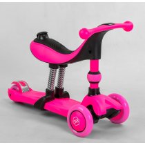 Детский самокат трансформер 3 в 1 Best Scooter со световыми колесами и амортизаторами.