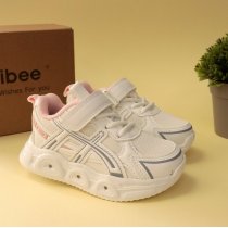 Модні дитячі кросівки Clibee з LED підошвою, застібка липучка, білий і рожевий колір