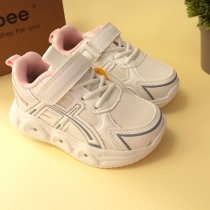 Модні дитячі кросівки Clibee з LED підошвою, застібка липучка, білий і рожевий колір