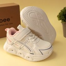 Модні дитячі кросівки Clibee з LED підошвою, застібка липучка, білий і рожевий колір