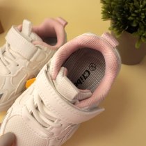 Модні дитячі кросівки Clibee з LED підошвою, застібка липучка, білий і рожевий колір