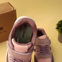 Дитячі кросівки Clibee на липучці та шнурках, рожеві з бузковими вставками