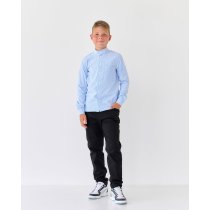 Черные хлопковые брюки для мальчика с резинкой на поясе школьные BossKids