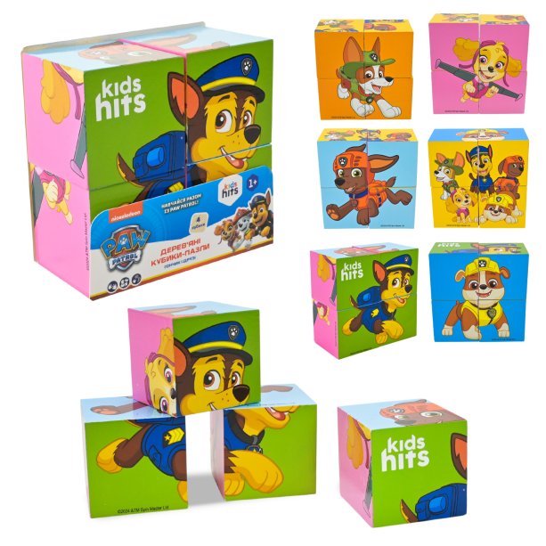 Деревянная игрушка KidsHits Paw Patrol, кубики, плёнка, 10×5×10 см