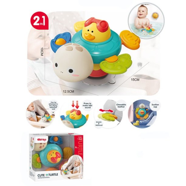 Игра 2в1 для купания, черепаха, спинер, сенсорная игра, текстурные детали, движущиеся детали, трещотка, пискавка 6076