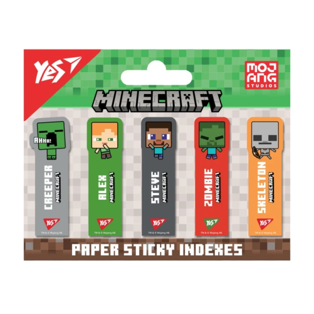 Закладки-індекси паперові Yes Minecraft 2 5 блістерів по 20 шт.