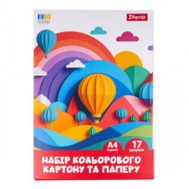 Набір кольорового картону та паперу 1Вересня Classic, А4, 17 аркушів у папці